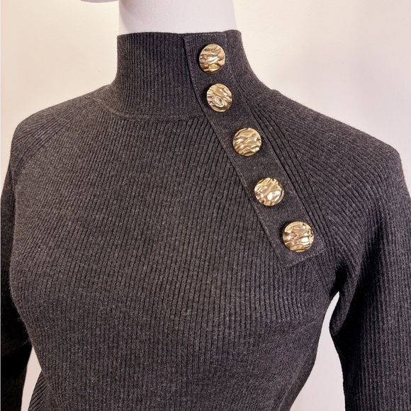 Zara Grey Turtleneck Knit Top - Picture 2 of 6